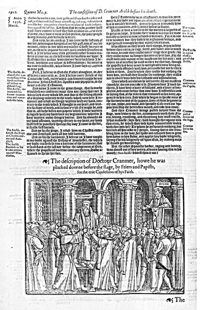 De biecht van dokter Thomas Cranmer (1489-1556) aartsbisschop van Canterbury, voor zijn dood, uit 